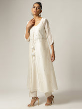 Ivory Silk chanderi jacket kurta with hand embroidery