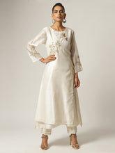 Ivory Silk chanderi angrakha kurta with hand embroidery
