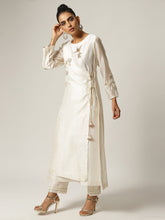 Ivory Silk chanderi angrakha kurta with hand embroidery