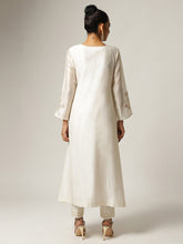 Ivory Silk chanderi angrakha kurta with hand embroidery