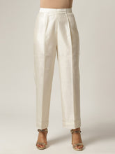 Off white Silk chanderi pant with hand embroidery