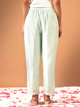 Mint Silk chanderi Palazzo with hand embroidery