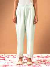 Mint Silk chanderi Palazzo with hand embroidery