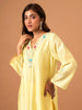 Yellow  Silk chanderi kurta with scalloped hem