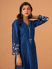 Blue  Silk chanderi kurta with scallop sleeves