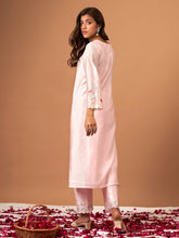 Pink  Silk chanderi kurta with scallop sleeves