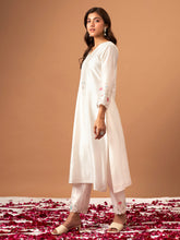 Off White  Silk chanderi kurta with scallop sleeves