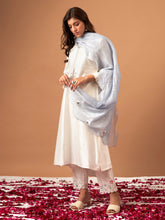 Off White  Silk chanderi kurta with scallop sleeves