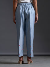 Blue silk chanderi palazzo with embroidery