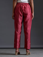 Burgundy Pink silk chanderi palazzo with embroidery