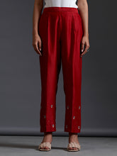 Maroon silk chanderi palazzo with embroidery