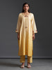 Yellow ombre hand embroidered silk chanderi kurta