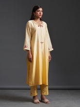 Yellow silk chanderi palazzo with embroidery