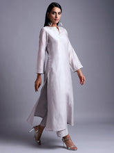 Light grey silk chanderi kurta with embroidery