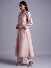 Old rose silk chanderi kurta with  embroidery