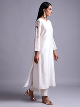 Off white silk chanderi kurta with  embroidery