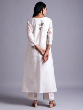 Off white silk chanderi kurta with  embroidery