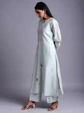 Pastel green silk chanderi kurta with  embroidery