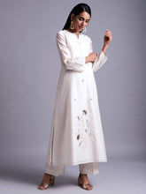 Off white silk chanderi kurta with  embroidery