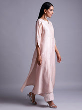 Old rose silk chanderi kurta with  embroidery