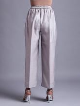 Light grey silk chanderi pant with  embroidery