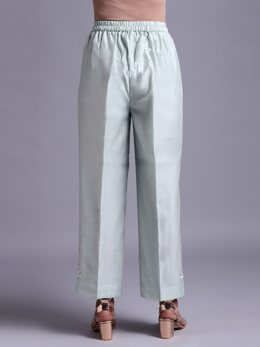 Lavender Whisper Embroidered Chanderi Silk Pant Set