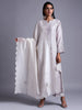 Off white  silk chanderi scalloped dupatta with  embroidery