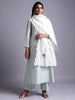 Off white  silk chanderi scalloped dupatta with  embroidery