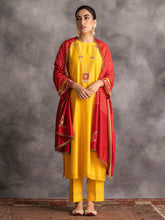 Yellow Silk chanderi Palazzo with hand embroidery