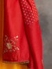 Red chanderi embroidered dupatta with trims