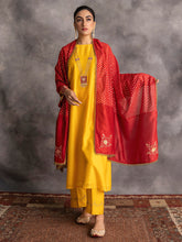 Red chanderi embroidered dupatta with trims
