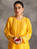 Yellow Silk chanderi kurta with hand embroidery