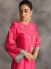 Fuchsia Silk chanderi kurta with hand embroidery