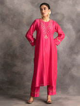 Fuchsia  Silk chanderi Palazzo with hand embroidery