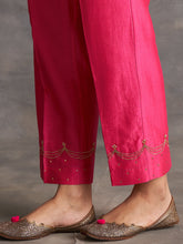 Fuchsia  Silk chanderi Palazzo with hand embroidery