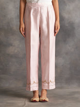 Pastel Pink Silk chanderi Palazzo with hand embroidery