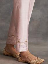 Pastel Pink Silk chanderi Palazzo with hand embroidery