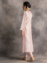 Pastel Pink Silk chanderi kurta with hand embroidery