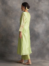 Light Green Silk chanderi kurta with hand embroidery