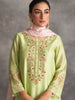 Light Green Silk chanderi kurta with hand embroidery