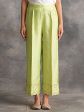 Light green silk chanderi palazzo with hand embroidery