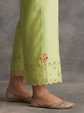 Light green silk chanderi palazzo with hand embroidery