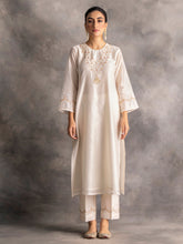 Off white  Silk chanderi kurta with hand embroidery