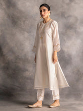 Off white  Silk chanderi kurta with hand embroidery