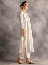 Off white  Silk chanderi kurta with hand embroidery