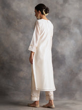 Off white  Silk chanderi kurta with hand embroidery