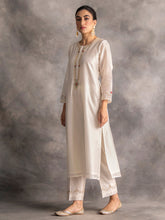 Off white Silk chanderi kurta with hand embroidery