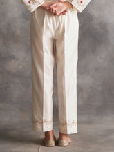 Off white silk chanderi palazzo with hand embroidery