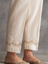 Off white silk chanderi palazzo with hand embroidery