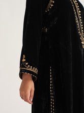 Black velvet kurta with hand embroidery
